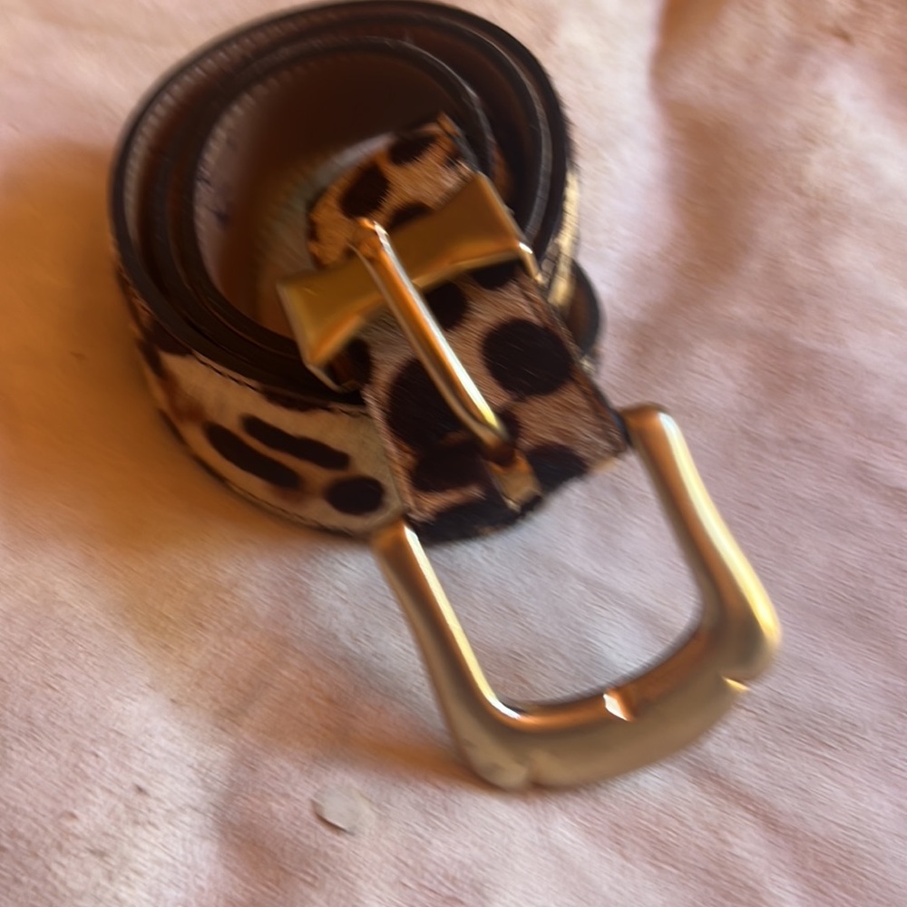 Another Line Inc leopard print cow hide big gold color buckle and end cap sz 30 - Picture 5 of 10